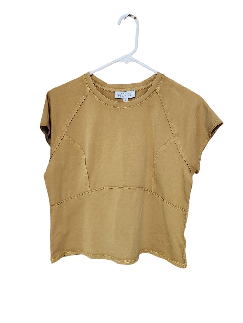 Jessica Simpson Short Sleeve Crewneck Top in Mustard